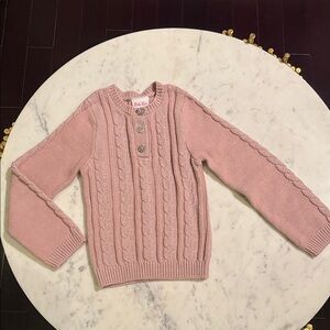 Little Lass Pink Cable Knit Sweater